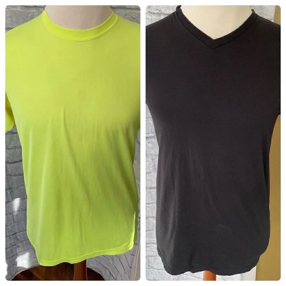 Nike & black v-neck men M short sleeve 2 t-shirt bundle black neon yellow